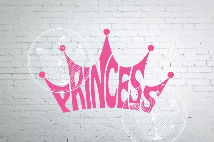 Digital Princess Word Art in crown shape, jpg, png, eps, svg