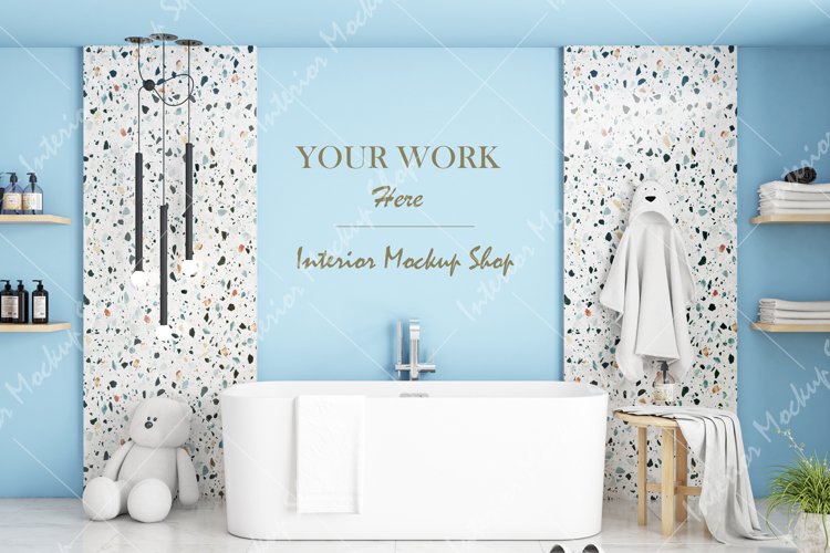 Mockup in interior, Blank wall mockup, Kids mockup example image 1