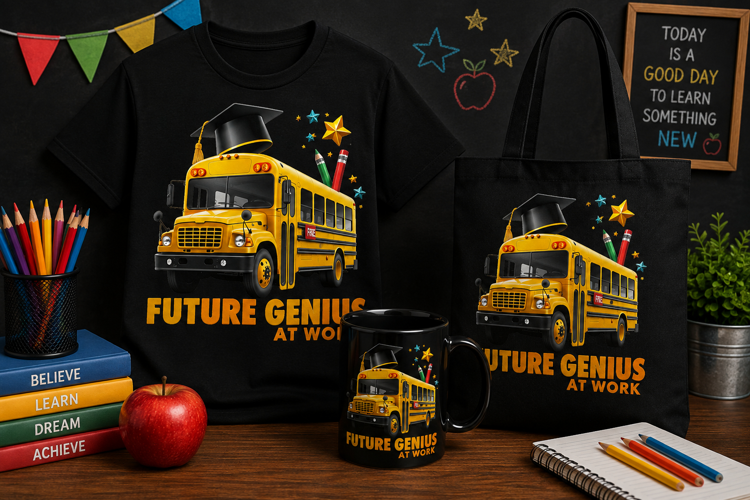 Future Genius School Bus PNG, Back to School Teacher Design