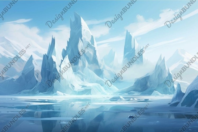 Frozen mountain landscape in mist