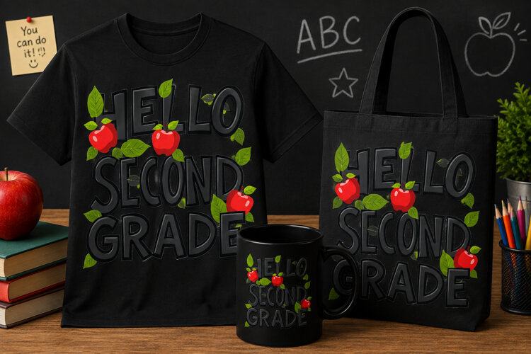 Hello Second Grade PNG, Teacher Back to School Design example image 1
