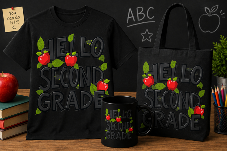 Hello Second Grade PNG, Teacher Back to School Design