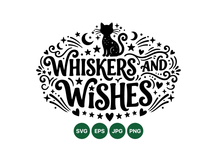 Whiskers And Wishes Cat Silhouette Illustration Design