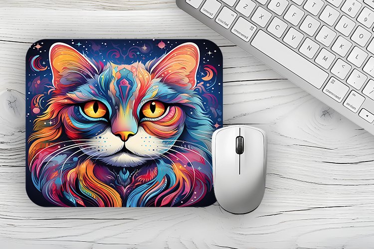 flower cat Mousepad PNG, Animal Mousepad Sublimation Designs