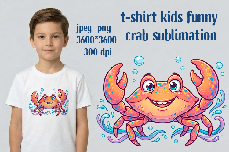 T-shirt kids funny crab sublimation