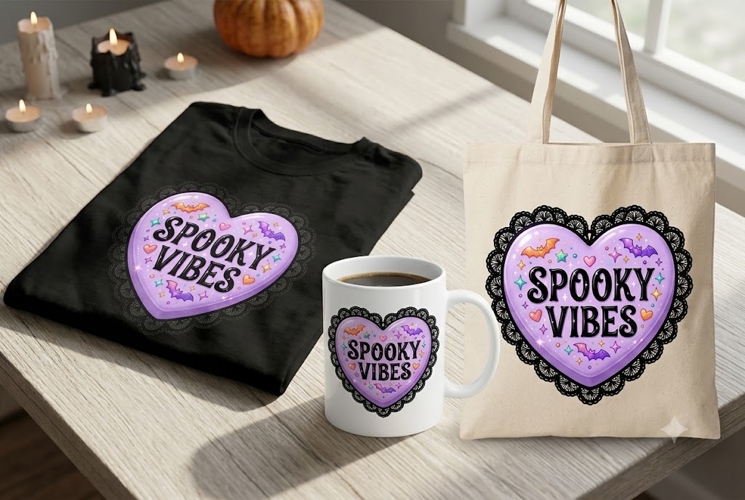 Spooky Vibes Heart PNG | Cute Halloween Candy Clipart