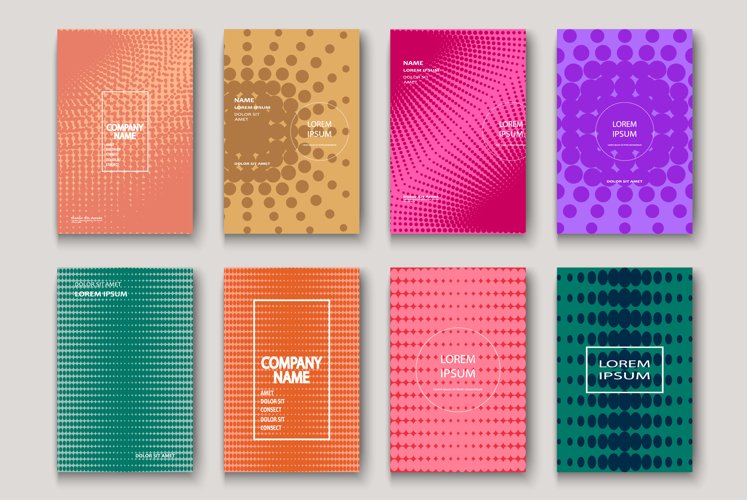 Minimalist modern cover. Dynamic colorful halftone geometric