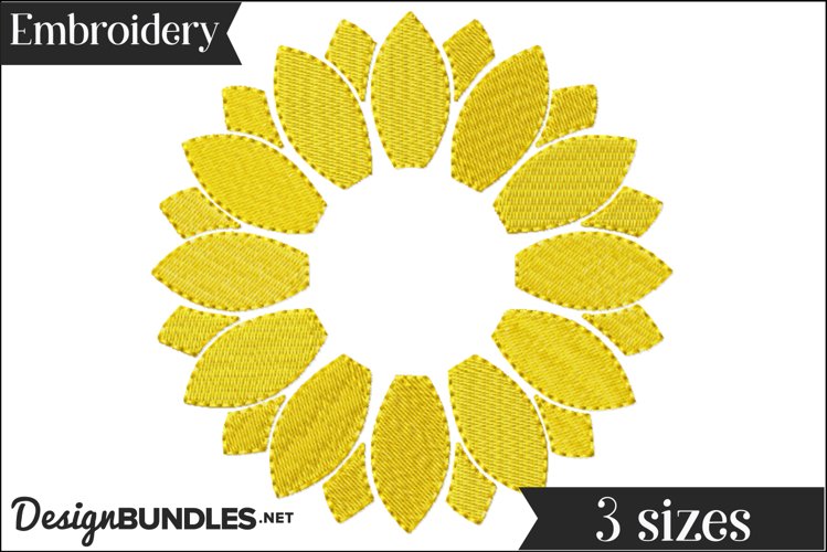 Sunflower Monogram Frame Embroidery Design example image 1