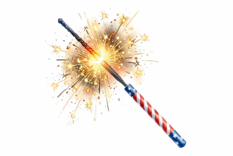 Patriotic Firecracker Watercolor Clipart