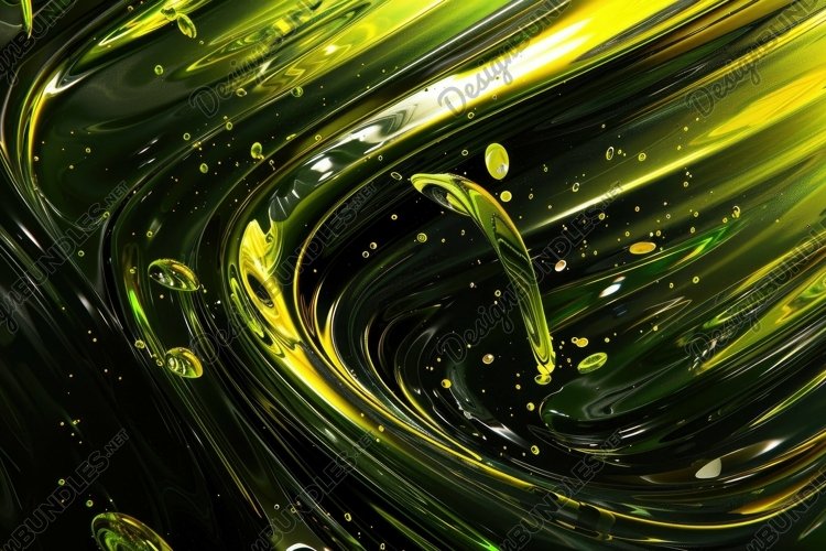 Abstract Green Liquid Swirls Background Wallpaper