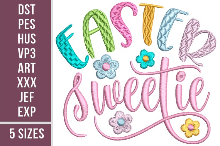 Easter Sweetie embroidery design, 5 sizes. example image 1