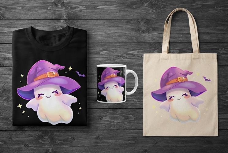 Kawaii Witch Ghost PNG | Cute Halloween Ghost Clipart