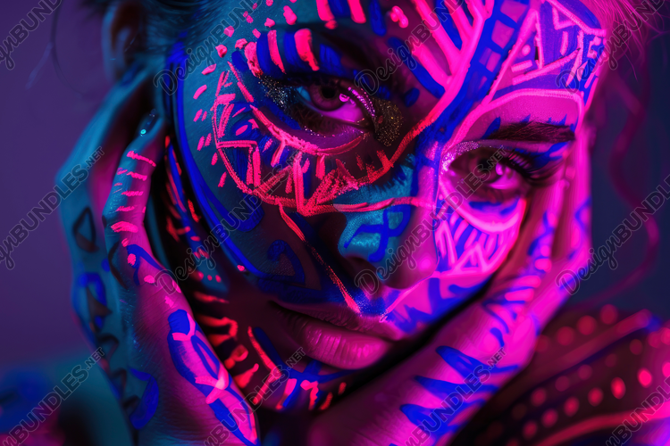 Girl Face with Design Background Wallpaper