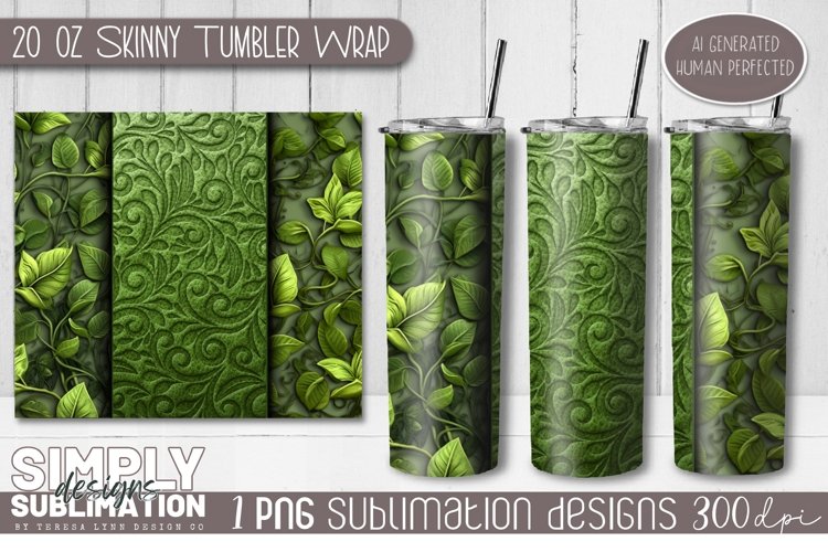 3D Seamless Sublimation Skinny Tumbler Wrap| 20oz | Png example image 1