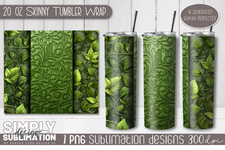 3D Seamless Sublimation Skinny Tumbler Wrap| 20oz | Png