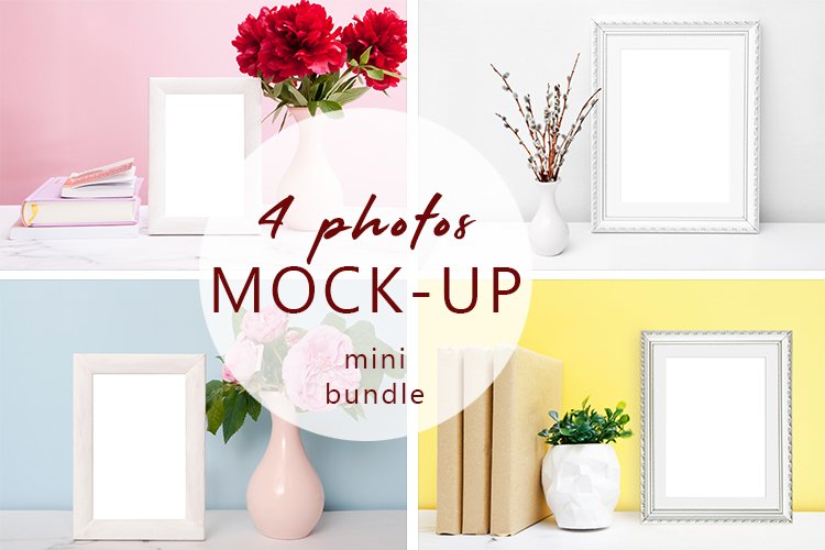 Wooden frame mockup mini bundle 4 photos example image 1