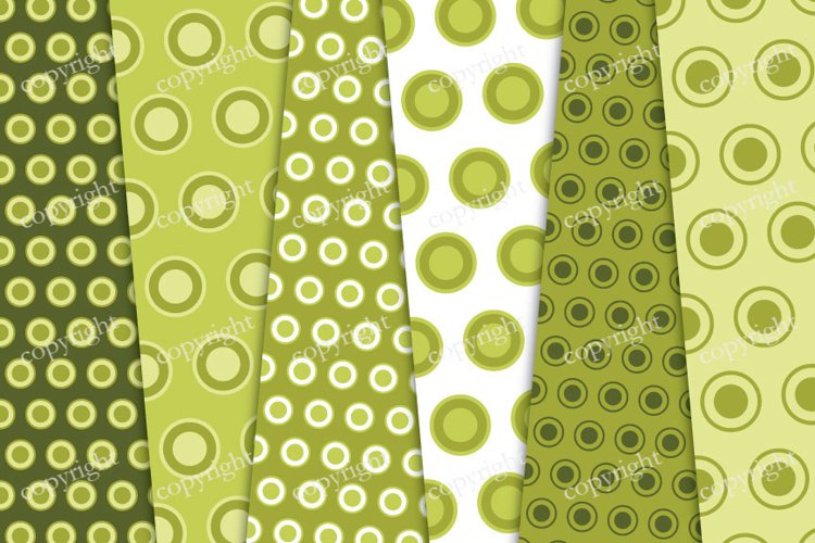 Green Circle Digital Paper | Dot In Circle Scrapbook Paper example image 1