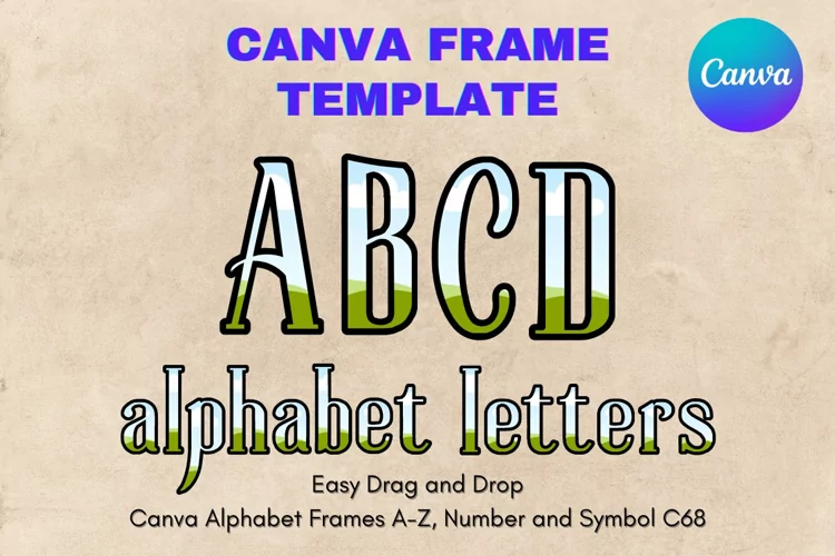 Canva Letters Frame Alphabet Template Font Add Photo_C68