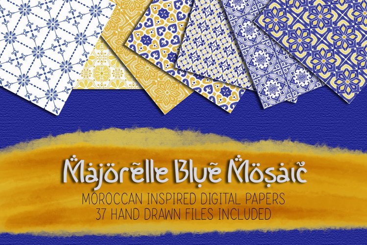 Majorelle Blue Mosaic Digital Paper Set example image 1