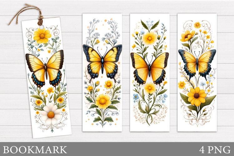 Butterfly Bookmark Sublimation. Flowers Bookmark Design example image 1