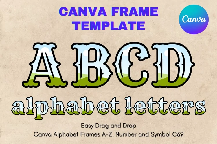 Canva Letters Frame Alphabet Template Font Add Photo_C69