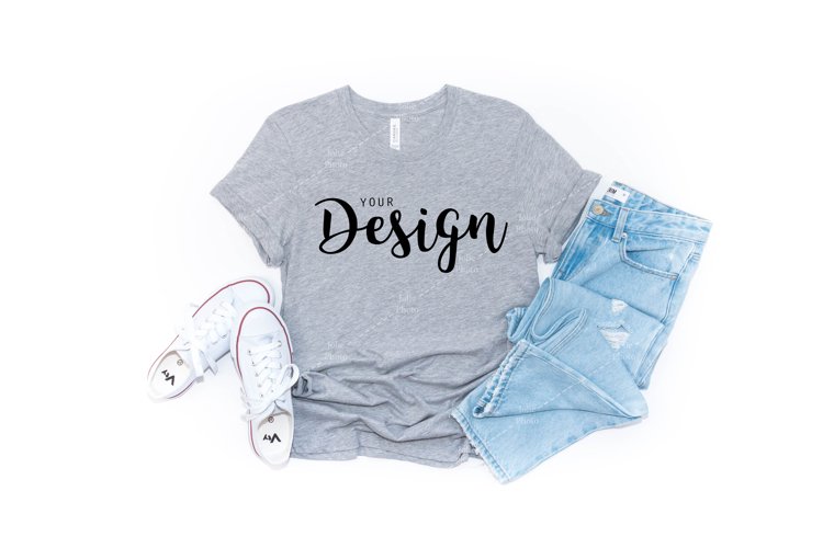 Bella Canvas Mockup 3001 Athletic Heather T-shirt Unisex Tee example image 1