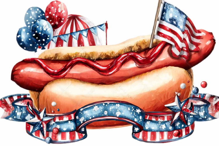 hot dog clipart watercolor patriotic