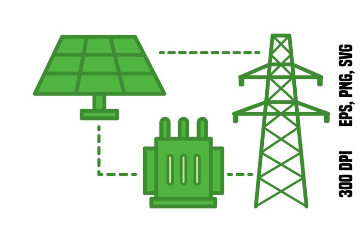 Green Solar Energy Farm Icon example image 1