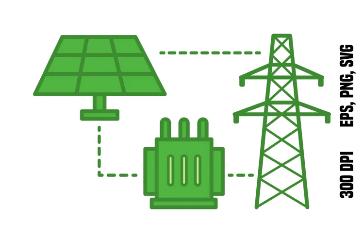Green Solar Energy Farm Icon