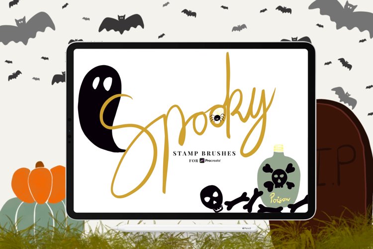 Spooky Stamp Brushes for Procreate example image 1