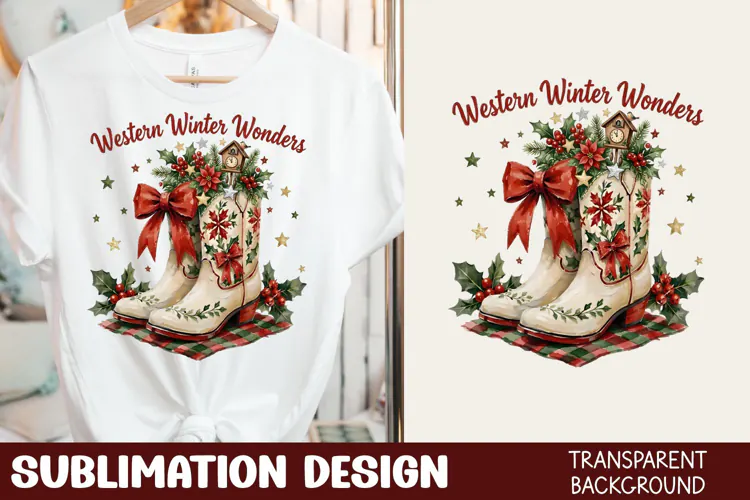 Western Winter Wishes Tshirt Sublimation