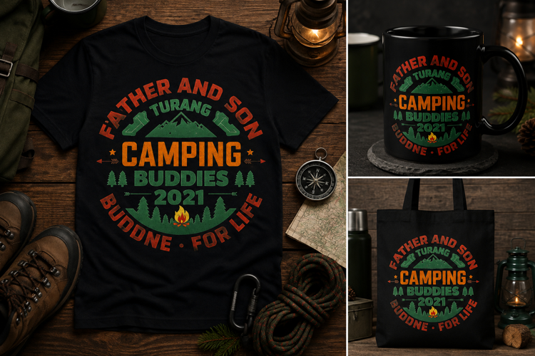 Father Son Camping Buddies 2021 PNG, Outdoor Camp Design