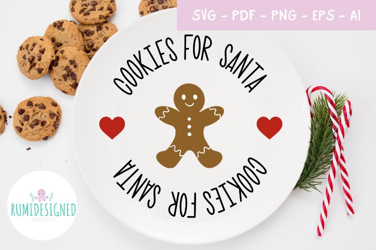 Christmas Cookies For Santa Plate Svg Cut File example image 1