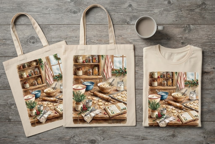 Vintage Christmas Kitchen Art 33 characters