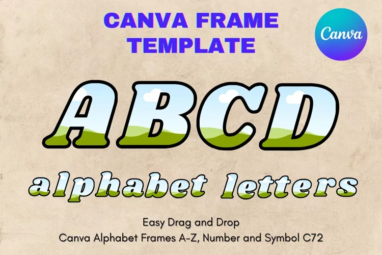 Canva Letters Frame Alphabet Template Font Add Photo_C72