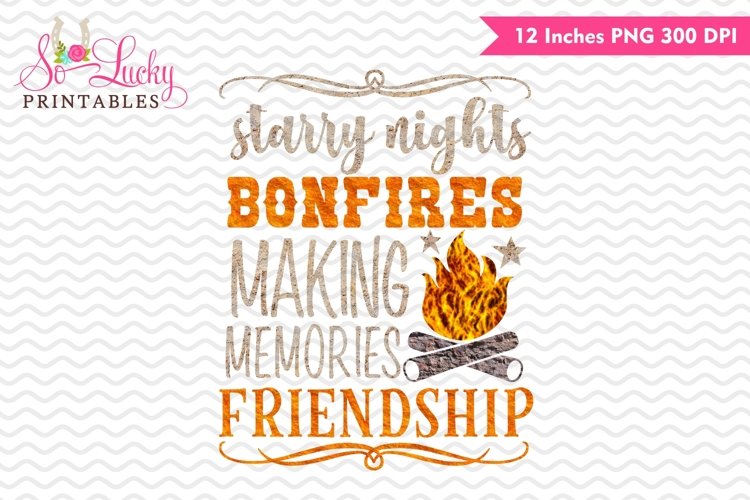 Starry nights and bonfires watercolor sublimation design example image 1