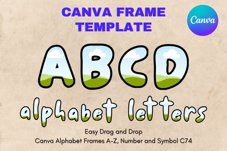 Canva Letters Frame Alphabet Template Font Add Photo_C74 example image 1