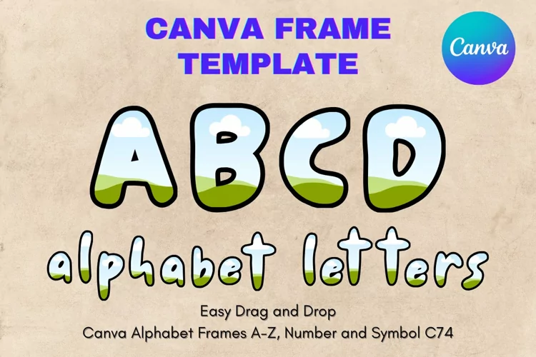 Canva Letters Frame Alphabet Template Font Add Photo_C74