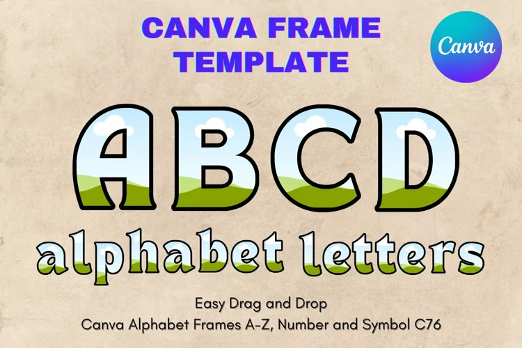 Canva Letters Frame Alphabet Template Font Add Photo_C76