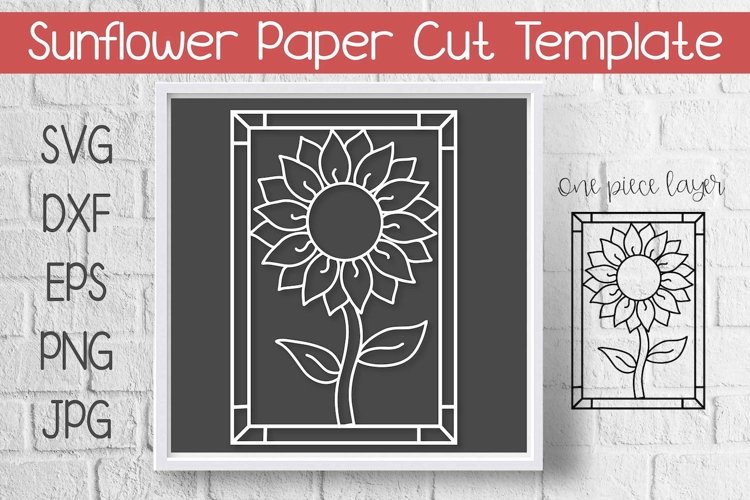 Sunflower Paper Template Cut Design SVG