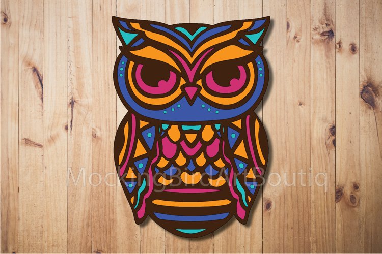 Colorful Owl Laser cut file example image 1