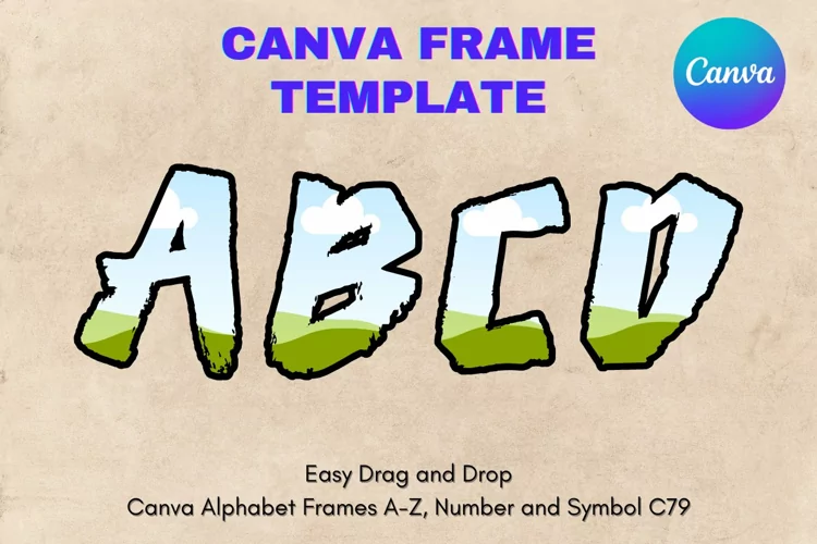 Canva Letters Frame Alphabet Template Font Add Photo_C79