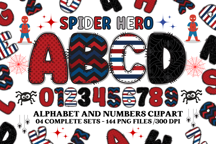 Spiderhero Alphabet png clipart, spiderhero letters doodle
