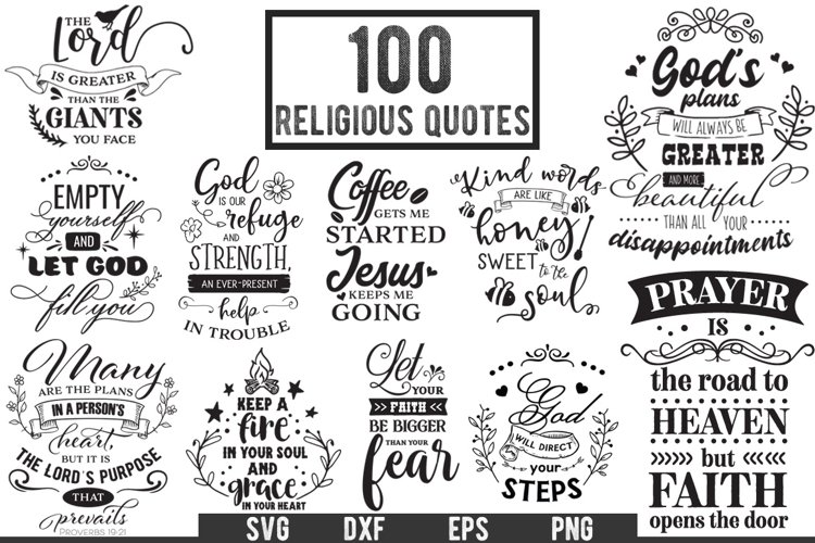 100 Religious Quotes Cut Files Pack - LIMITED PROMO! example image 1