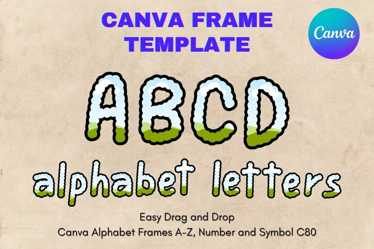 Canva Letters Frame Alphabet Template Font Add Photo_C80