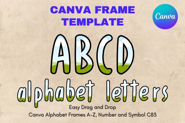 Canva Letters Frame Alphabet Template Font Add Photo_C83