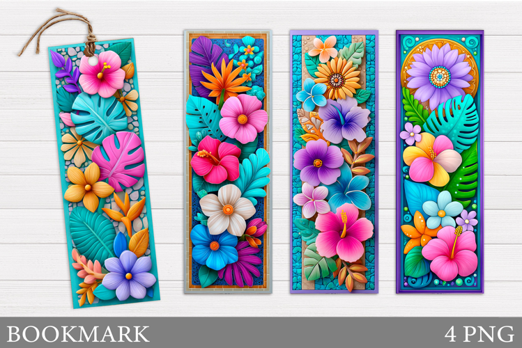 Tropical Flowers Bookmark. Flowers Bookmark Sublimation