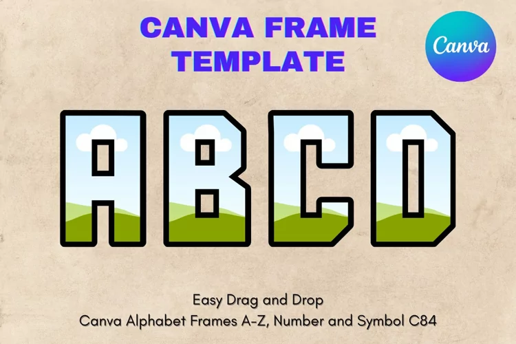 Canva Letters Frame Alphabet Template Font Add Photo_C84
