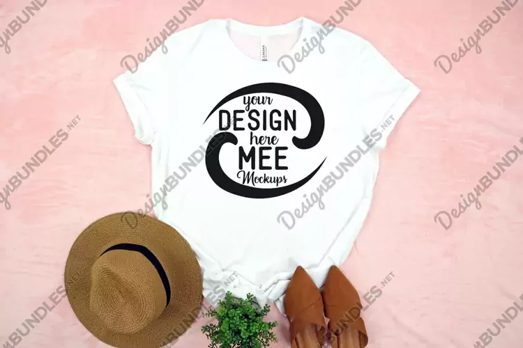 White Bella Canvas T-shirt Mockup, Boho Style, Chic, Casual