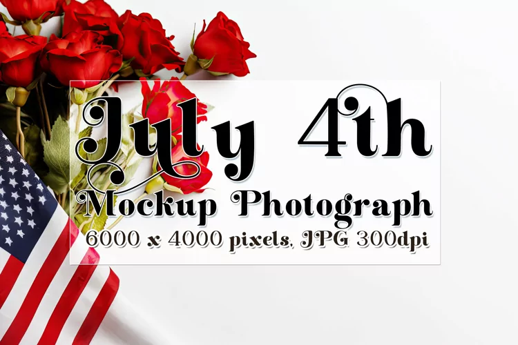4th of July Mockup, July 4th Red White Blue Flowers Photo 5